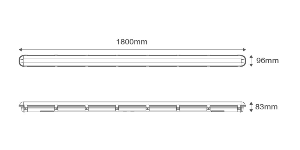 Ovia 36W 1800mm Single IP65 LED Linear Emergency - Image 2