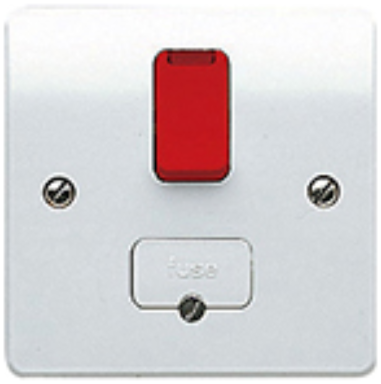 Connection Unit, DP Switched Fused c/w Neon, Red Rocker