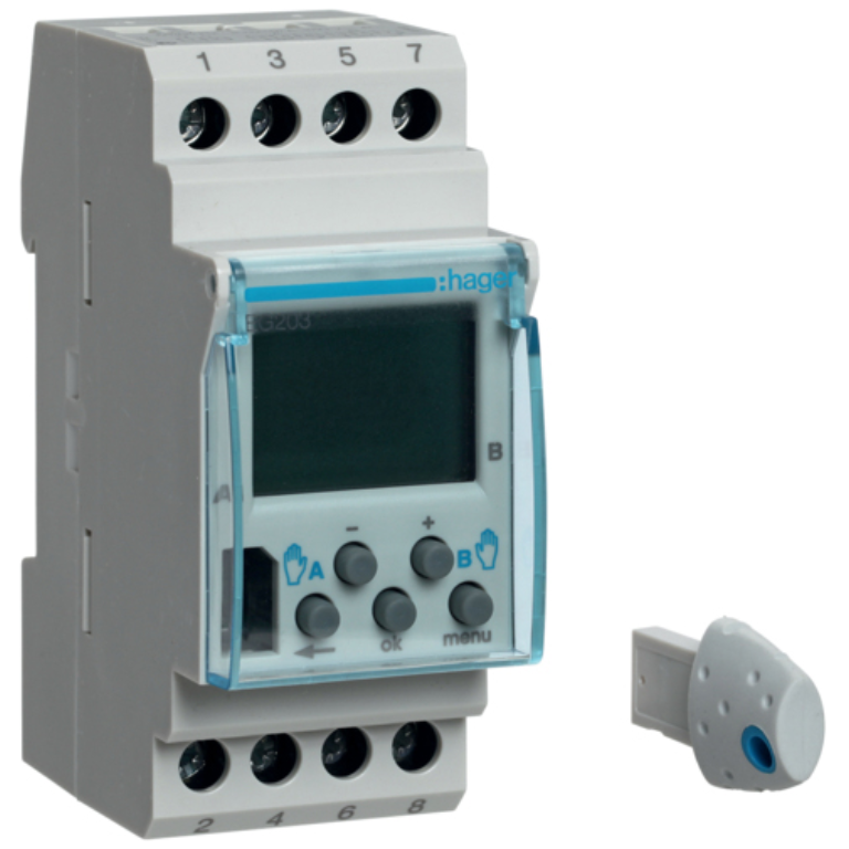 Time Switch, Digital 2 Channel Weekly, 2 Module with Key