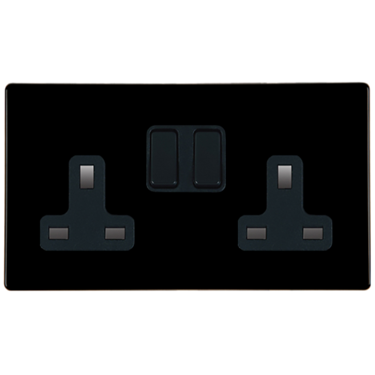 Hamln Socket Switched 2G 13A-Black