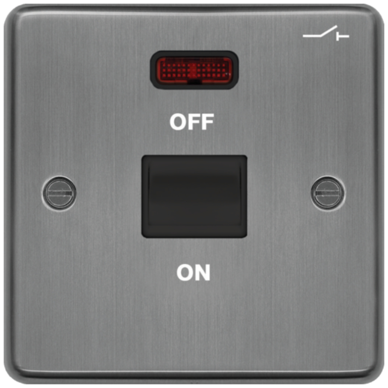 Control Switch, 1 Gang DP c/w LED Indicator, c/w Black Insert