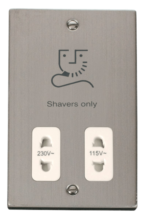 Shaver Socket, Dual Voltage, White Insert Victorian