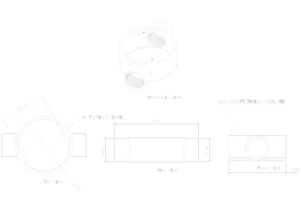 METPRO - MB9G 25MM GALV THROUGH BOX - Image 3