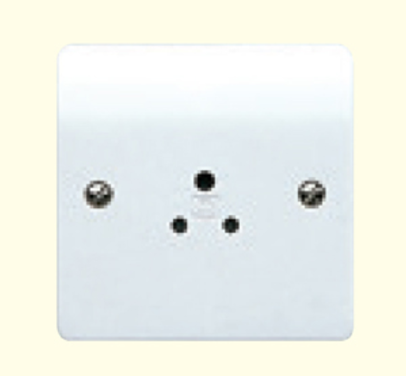 Socket, 1 Gang Unswitched 3 Pin Round