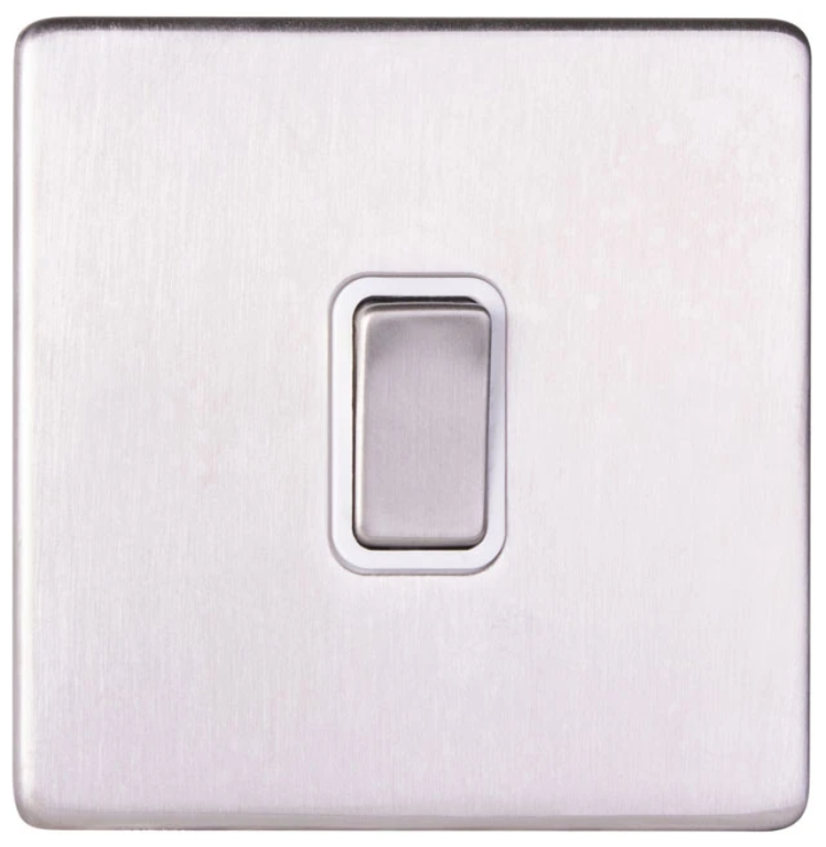 Plate Switch, 1 Gang 2 Way, c/w White Insert