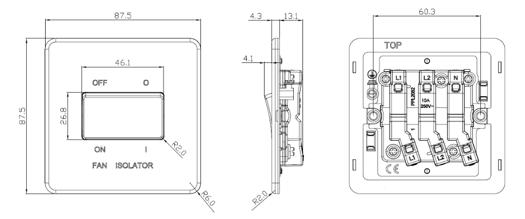 Switch, Screwless TP Fan Isolator 3 Pole - Image 2