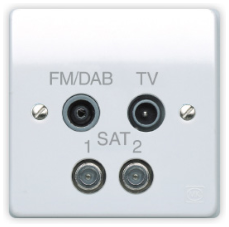 Socket, 1 Gang TV/FM DAB/Satelx2 Quadplexer