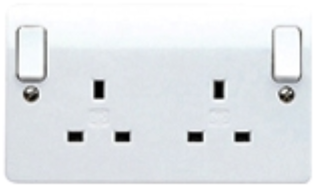 Socket, 2 Gang Switched DP Clean Earth