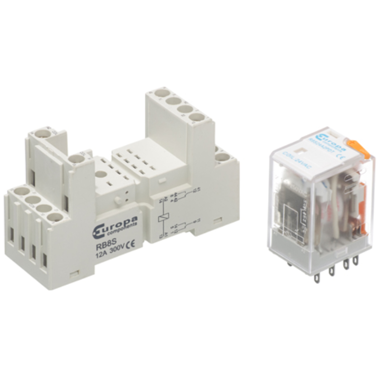 Relay, Miniature Industrial 8 Pin Plug In, 2PCO