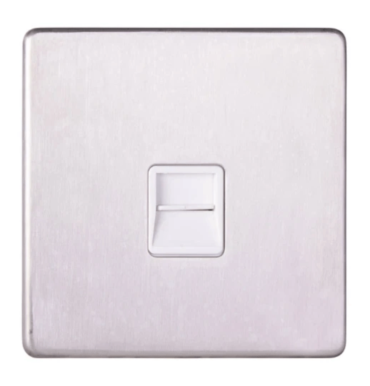 Socket, 1 Gang Telephone Secondary, c/w White Insert