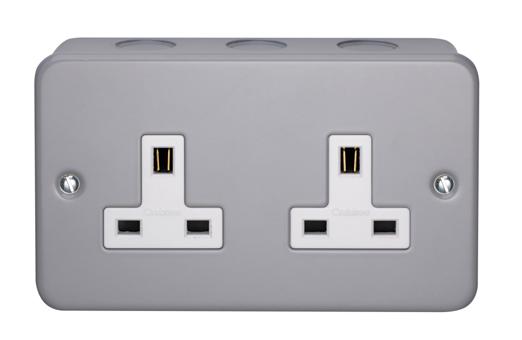 Socket, 2 Gang Unswitched, Surface