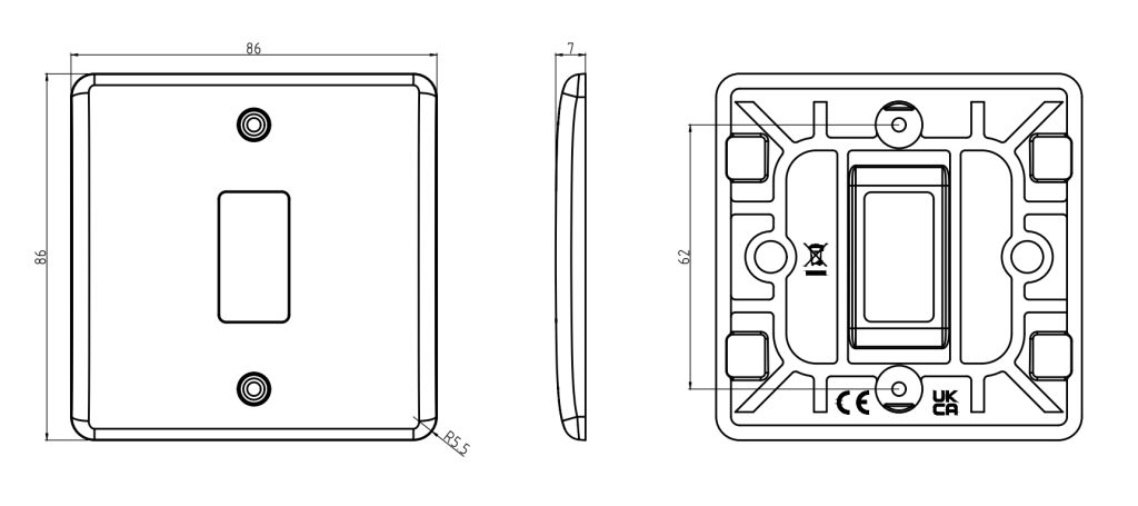 Faceplate, 1G Curved Edge - Image 2
