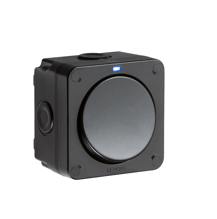 Switch, 1 Gang SP 2-Way IP66, c/w Circular Rocker Switch