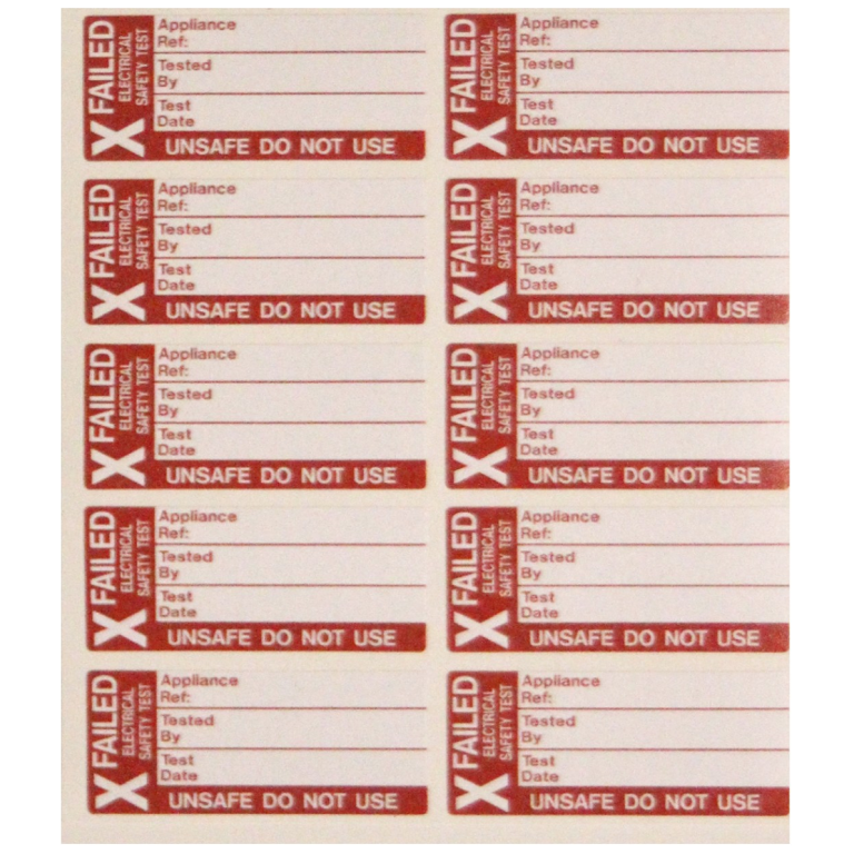 Label, Fail Test Labels Sml, S/A Write-On Vinyl Pack of 50