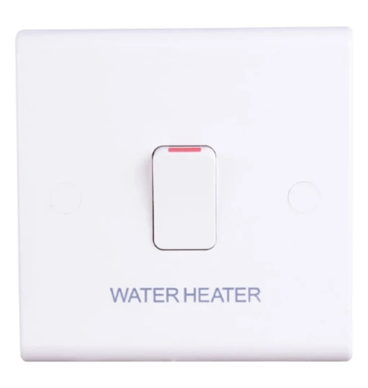 Control Switch, 1 Gang DP, Marked WATER HEATER