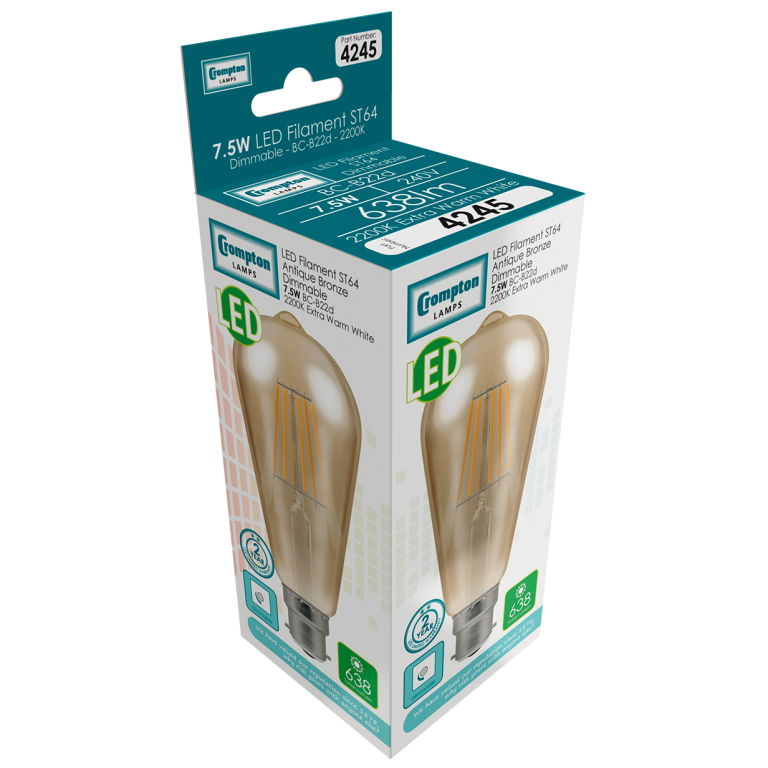 CROMPTON LED SQUIRREL BC 7.5W DIMM' - Image 2