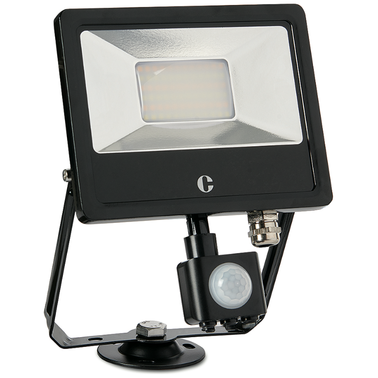 30W Floodlight, Colour Switchable PIR IP44, Tilt-Twist-Turn Bracket