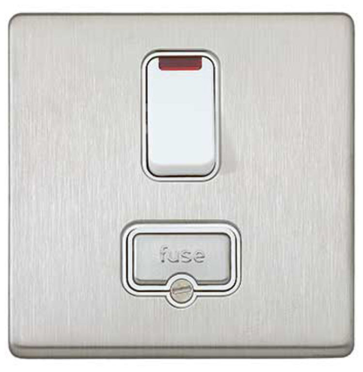 Connection Unit, DP Switched Fused c/w Neon, White Inserts