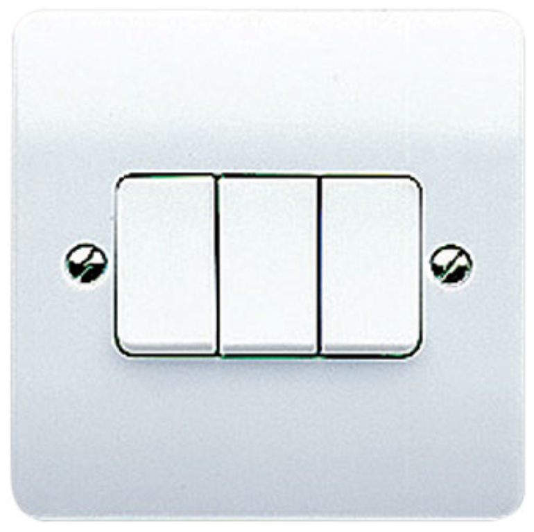 Plate Switch, 3 Gang 2 Way SP