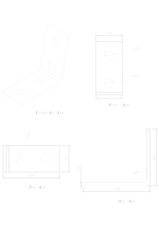 Metrpro MP11 - 2X2 90D ANGLE BRACKET SB504/P1325 - Image 2