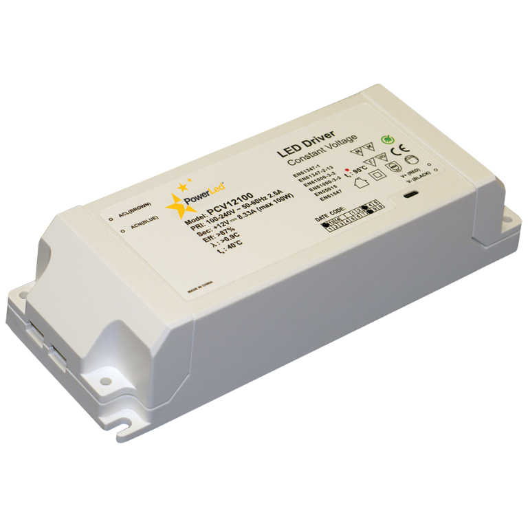 Driver, LED Constant Voltage IP20, Latch Off 100-240VAC Input
