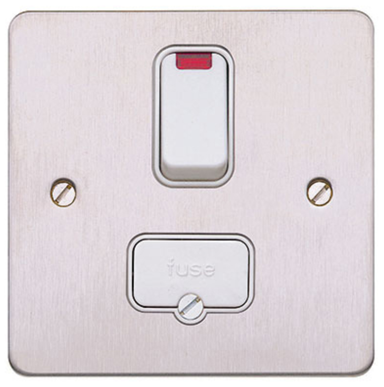 Connection Unit, DP Switched Fused c/w Neon, White Inserts