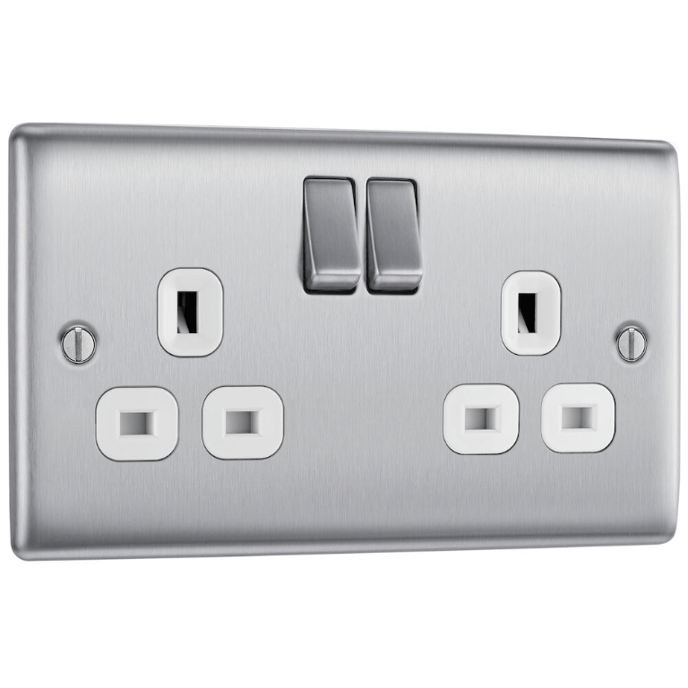 Socket, Switched 2 Gang DP c/w White Insert