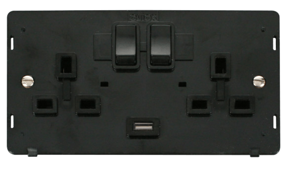Interior, 2G Switched Socket, c/w 2.1A USB Outlet