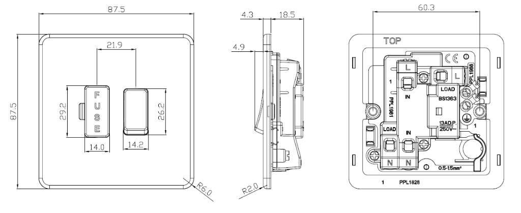 Connection Unit, Screwless Switched Fused - Image 2