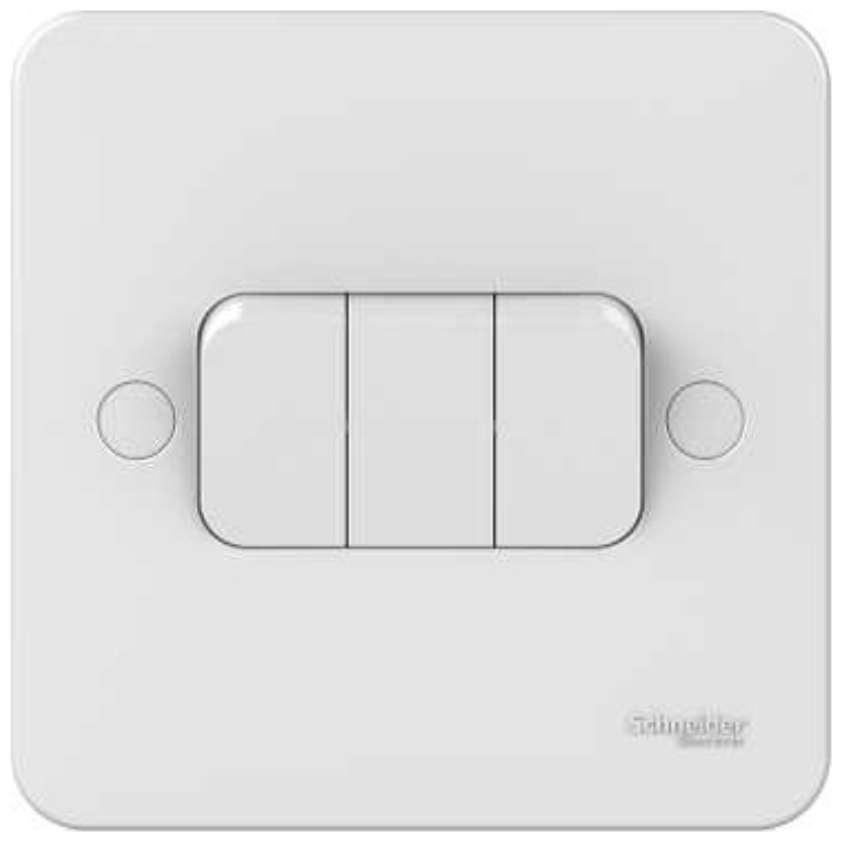 Plate Switch, 3 Gang 2 Way