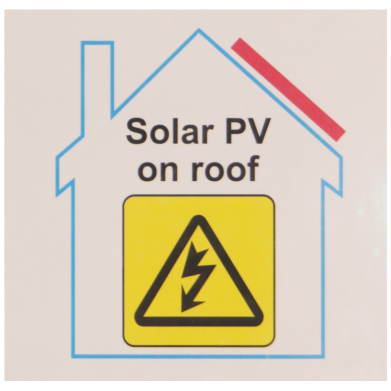 Label, Over Laminated Solar PV On Roof, Self Adhesive Vinyl Pack of 10