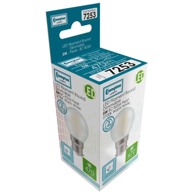 CROMPTON LED ROUND LAMP BC 5W W/W DIMM' - Image 2